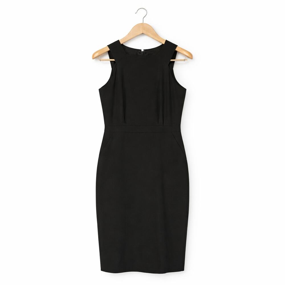 J Crew Sheath Dress Womens Size 6 Black Sleeveless Wool Blend  Pockets Classic
